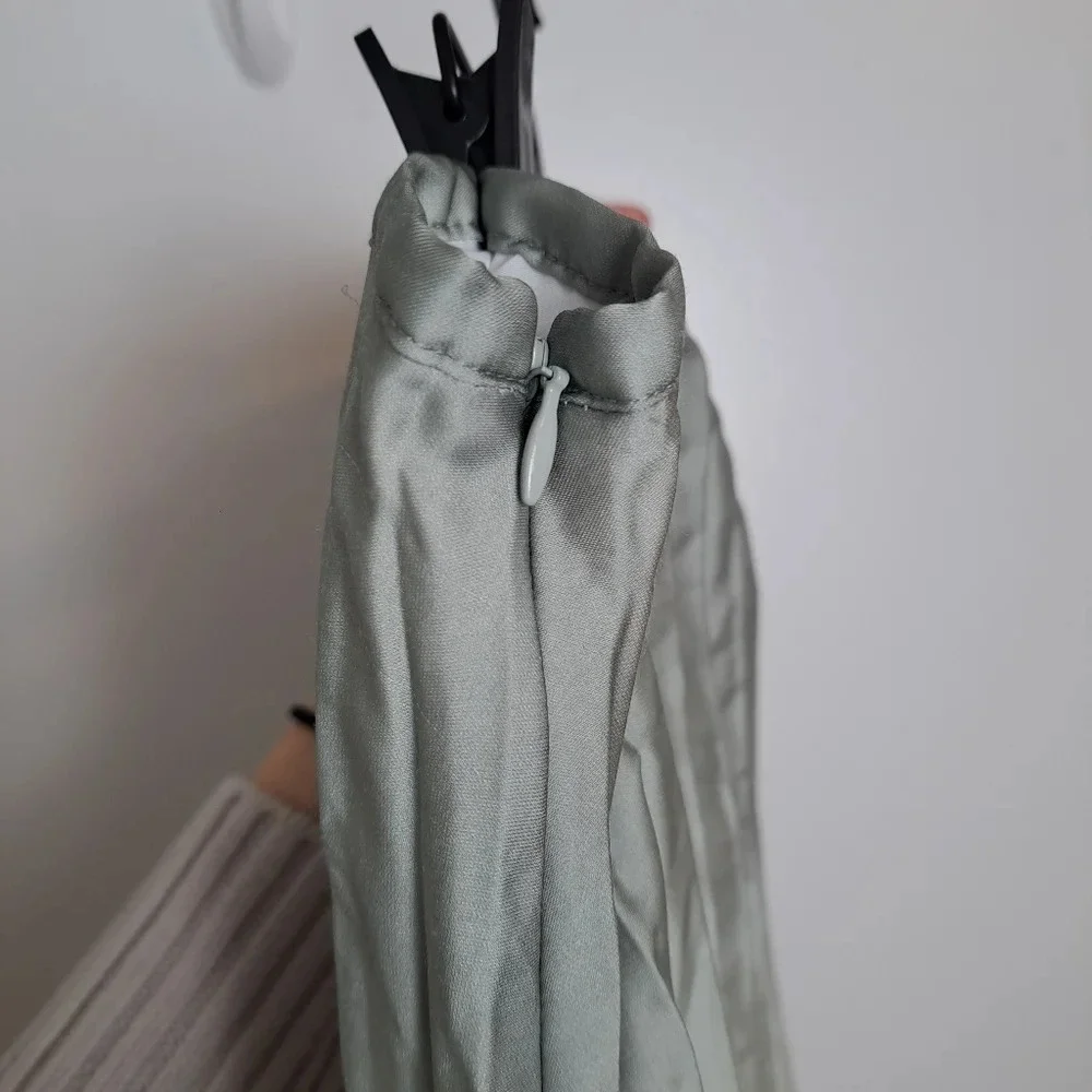 Chico's Green White Satin Accordion 90s Boho Ombre Fairy‎ Maxi Skirt Size XL - Picture 6 of 7